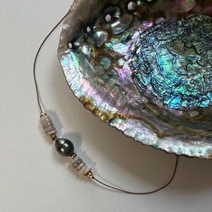 Tahitian pearl & Australian opal bead necklace